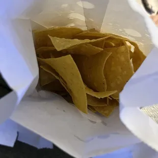 Warm fresh tortilla chips