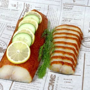 Hand sliced smoked sable from Acme Seafood in Brooklyn, NY.