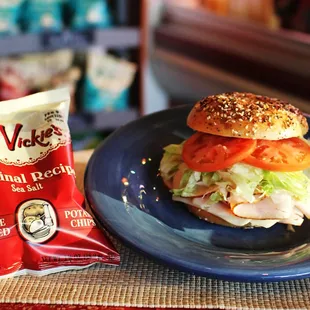 Turkey, Cheese on an Everything Bagel. Wholy Bagel-best bagel in Austin. One of the best bagel shops in America. Scratch made NY style bagel