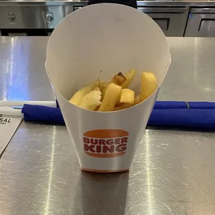 burger king fries in a paper cup
