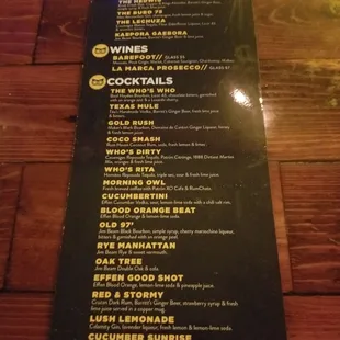 menu