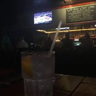 Pinapple vodka w club soda and citrus twist