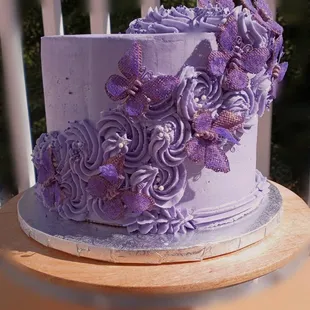 Purple floral butterfly cake