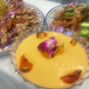 two plates of food on a table
