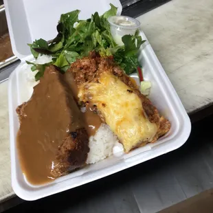 Lasagna and meatloaf combo w/toss