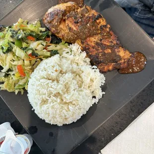 Jerk Salmon was tasty.