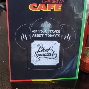 a menu sign