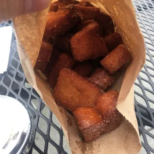 Churro bites with lemon marscapone dip