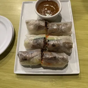 Lemongrass steak spring rolls