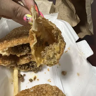 Practically empty empanada but the flavor was great- just needed more filling