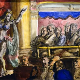 Reginald Marsh; Red Curtain; 1947; egg tempera, gouache, watercolor