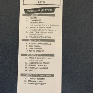 menu
