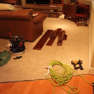 This is the before of the living room install in the same house with the kitchen install.