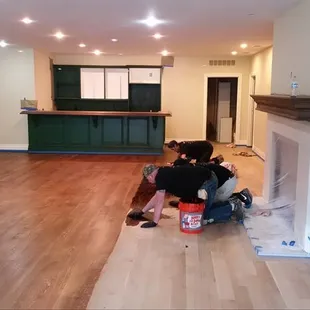 Middle of Staining a White Oak 5" floor.