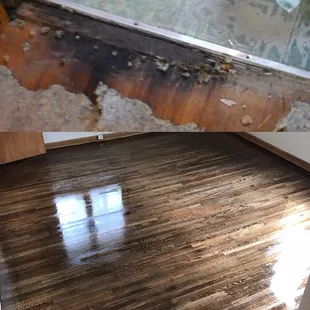 Here's a sample of their magic. Old horrible wood, and how the wood looks now!