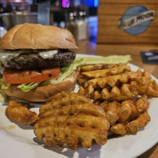 a hamburger and fries