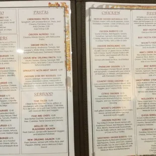 Part of lunch / dinner menu.