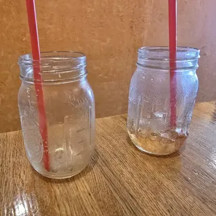 Empty drink glasses. Server didn't return to the table one time during our breakfast.
