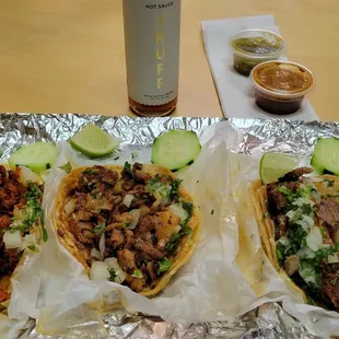 Chorizo, pastor, and carnitas tacos!
