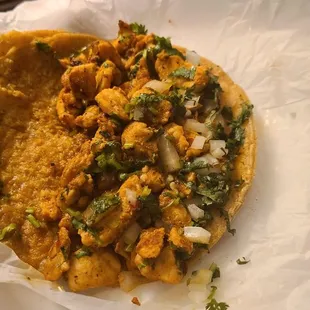 Chicken tacos are very good. Don&apos;t forget to try the hot sauce...excellent!