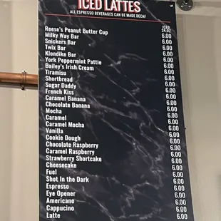 Iced Latte Menu