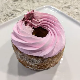 @endoedibles on Instagram 10/4/24  Pink Lady Croissant Donut