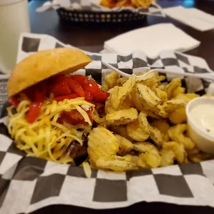 GoudaRage burger with fried pickles