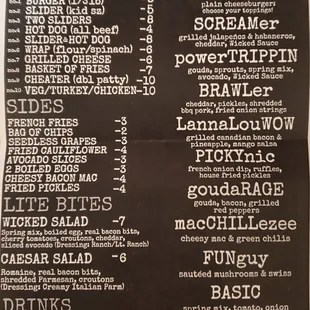 menu