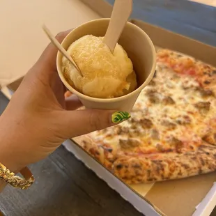 Slush and pizza after snorkeling