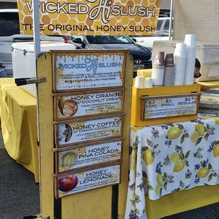 Booth and menu.