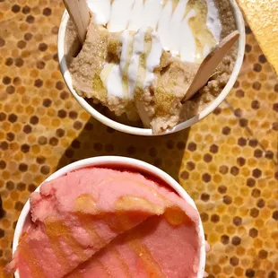 Frozen honey slush on a hot day in Hawaii! Fresh Watermelon and north shore coffee with coconut