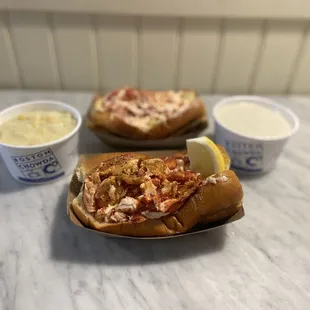 Cold and hot lobster rolls with corn and. Clam chowder.