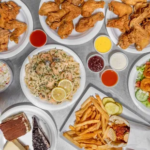chicken wings and fried chicken, food