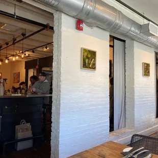 Upstairs dining area along windows