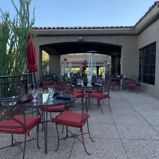 tables and chairs outside