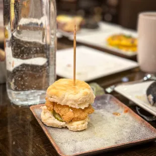 fried chicken in a biscuit