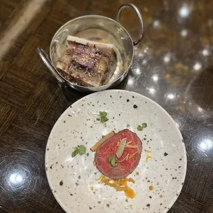 beef tataki + bone marrow