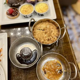 bourbon bread pudding, molten lava cake, and apple crumble
