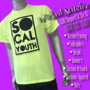 Tees, hats, sweats, banners, signs, and promotional material.....all custom designed and printed to your specification.