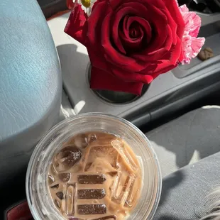 Mocha with almond milk cold brew shot