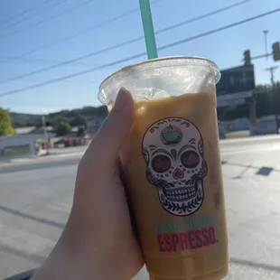 Caramel and sugar free iced latte!