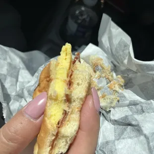 Bacon egg and white American cheese