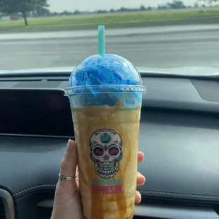 Caramel frap with drizzle and whip