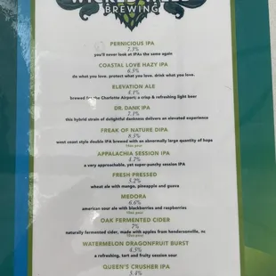 Beer Menu