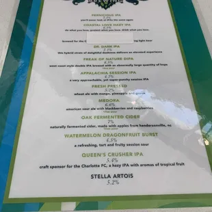 menu