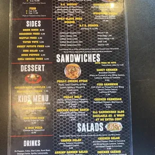 Back of Menu