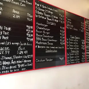 menus on a wall