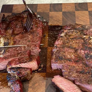 a steak being sliced