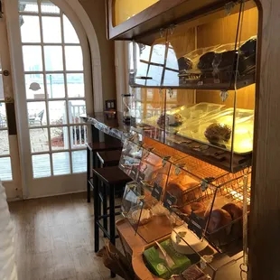 Fresh baked goods from a local bakery. The cinnamon rolls are delicious.