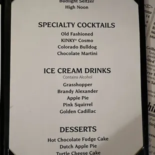 cocktail menu